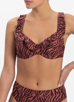 Bikini Zebra niet voorgevormd BORDEAUX