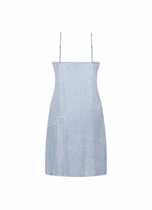 Nachthemd Paisley spaghettiban BLAUW
