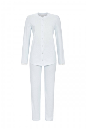 Pyjama met doorknoopshirt LICHTBLAUW