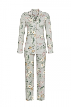 Pyjama gebloemd met knopen GRIJS