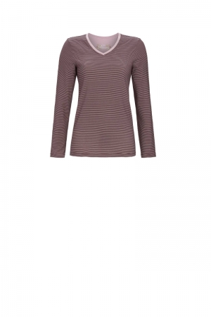 Pyjama met streepjes en print  BORDEAUX