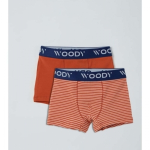 Woody jongens short, duo pak DONKERROOD