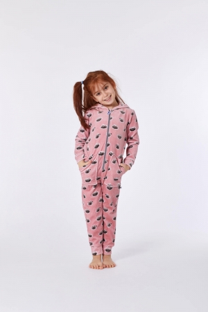 Unisex onesie, wasbeer ROZE