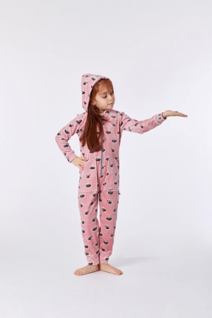 Unisex onesie, wasbeer ROZE