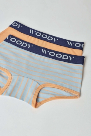 Woody meisjes short gestreept ORANJE