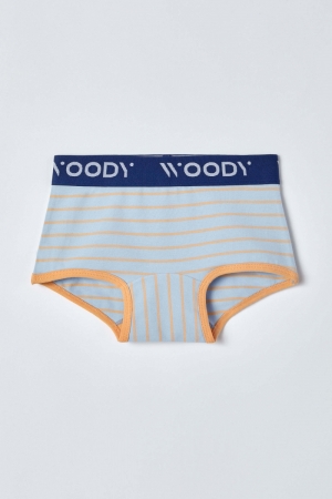Woody meisjes short gestreept ORANJE