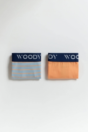 Woody meisjes short gestreept ORANJE