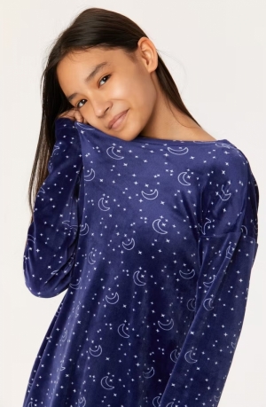 Woody jurk maan print BLAUW