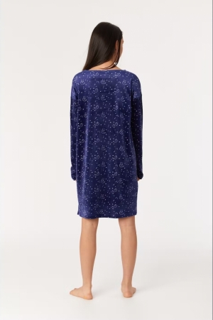 Woody jurk maan print BLAUW