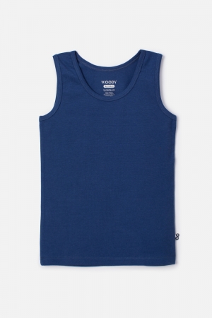 Woody jongens singlet BLAUW