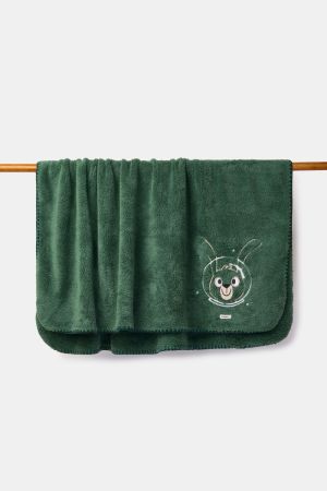 Plaid fleece Konijn DONKERGROEN