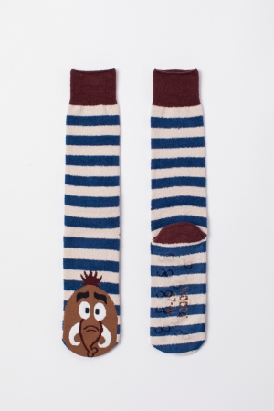 Warme kousen met anti-slip zoo BLAUW