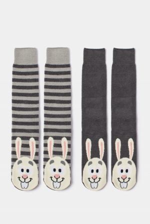 Warme kousen met anti-slip zoo GRIJS
