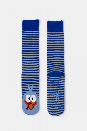 Warme kousen met anti-slip zoo BLAUW