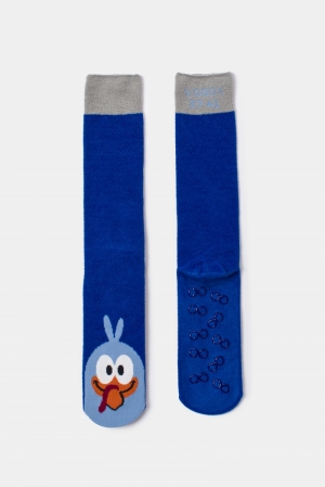Warme kousen met anti-slip zoo BLAUW