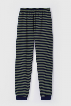 Pyjama Gudrun Kalkoen gestreep OLIJFGROEN