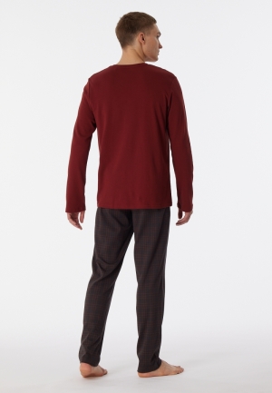 Pyjama lang interlock V-hals g TERRACOTTA
