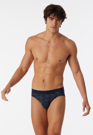 Slip fijne interlock met patro DONKERBLAUW