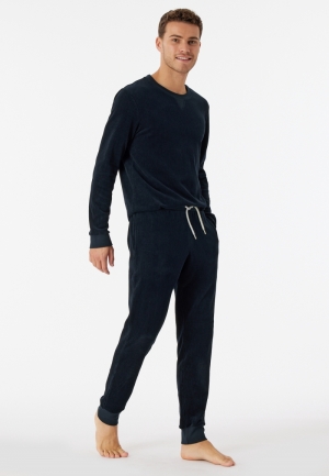 Pyjama lang velours Warming Ni BLAUW
