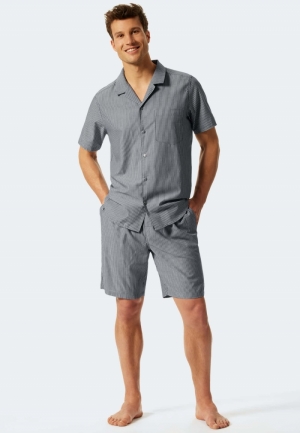 Korte herenpyjama met knopen BLAUW