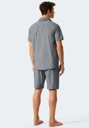 Korte herenpyjama met knopen BLAUW