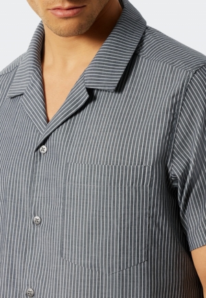 Korte herenpyjama met knopen BLAUW