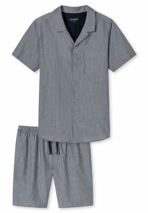 Korte herenpyjama met knopen BLAUW