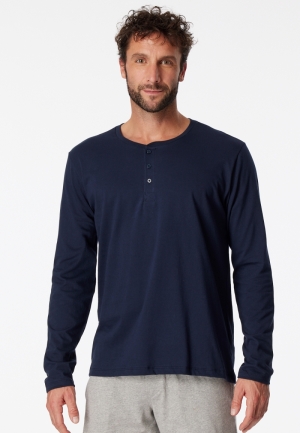 Shirt met knopen lange mouw BLAUW
