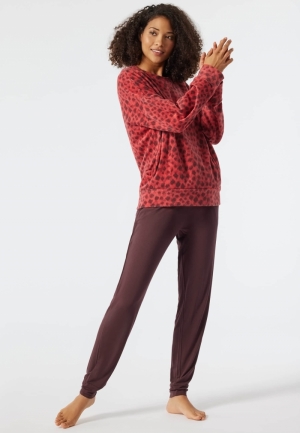 Sweatshirt fleece dierenprint ROOD
