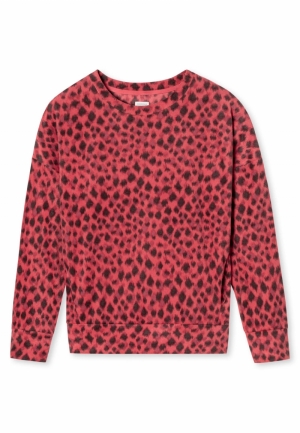 Sweatshirt fleece dierenprint ROOD