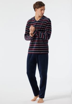 Warme pyjama gestreept BORDEAUX