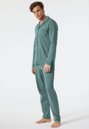 Herenpyjama met doorknoopshirt GROEN