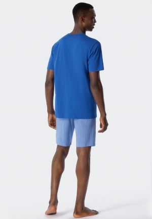 Pyjama kort met knoopsluiting BLAUW