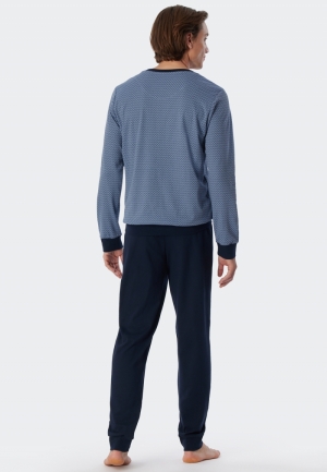 Pyjama lang grafische print BLAUW