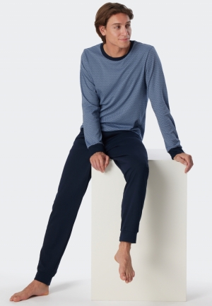 Pyjama lang grafische print BLAUW