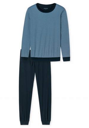Pyjama lang grafische print BLAUW