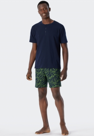 Pyjama kort met knoopsluiting BLAUW