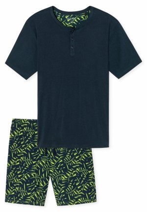Pyjama kort met knoopsluiting BLAUW