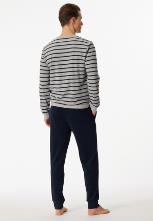 Pyjama badstof gestreept BLAUW