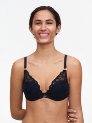 Fleurs plunge t-shirt bh ZWART