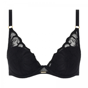 Fleurs plunge t-shirt bh ZWART