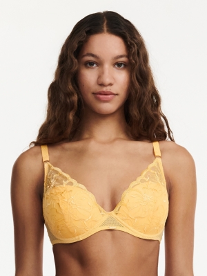 Fleurs plunge t-shirt bh GEEL