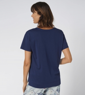 Pyjama met bloemenprint BLAUW