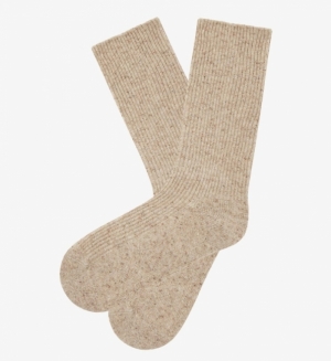 Kniekous Fantasie wol-zijde Beige