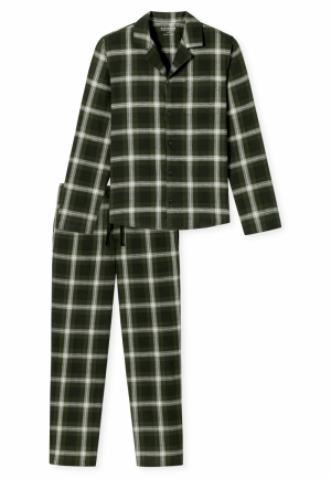Pyjama geruit knoopsluiting DONKERGROEN