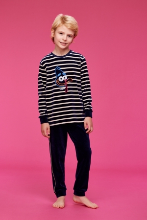 Jongenspyjama velours Gudrun DONKERBLAUW