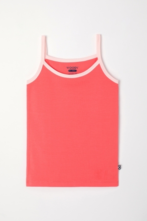 Woody meisjes singlet KORAAL