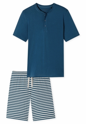 Pyjama kort met knoopsluiting JEANSBLAUW