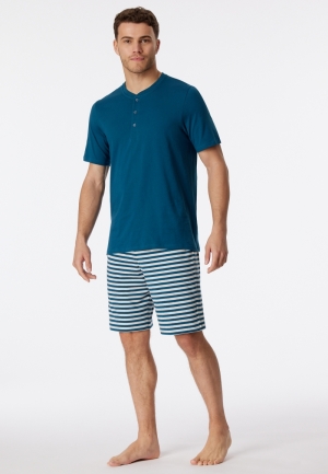 Pyjama kort met knoopsluiting JEANSBLAUW