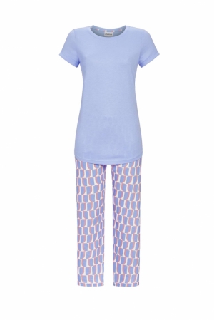 Pyjama grafisch print BLAUW
